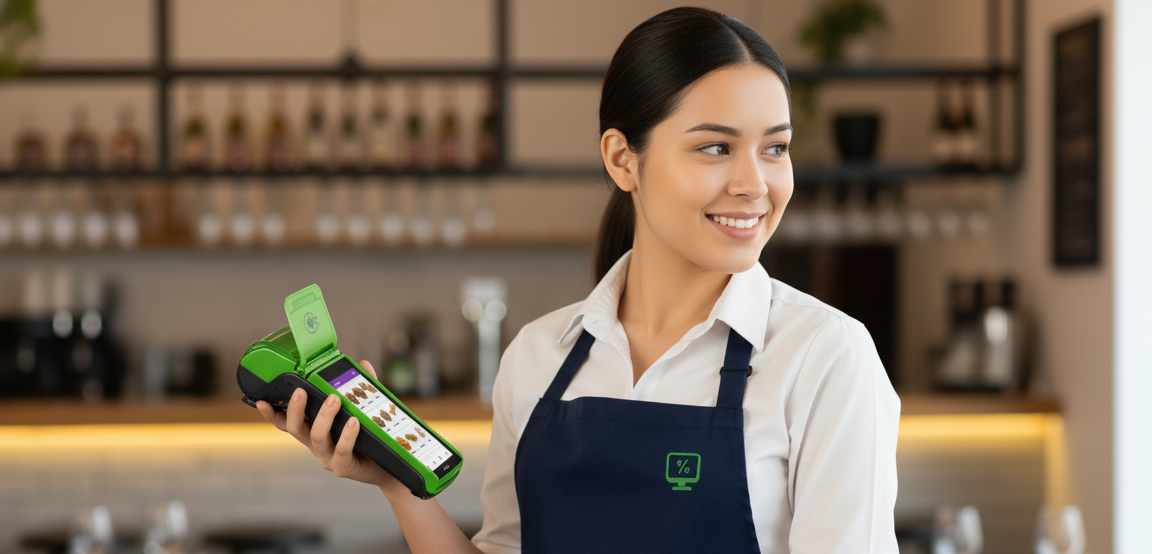 Pessoa usando o sistema Teks Food