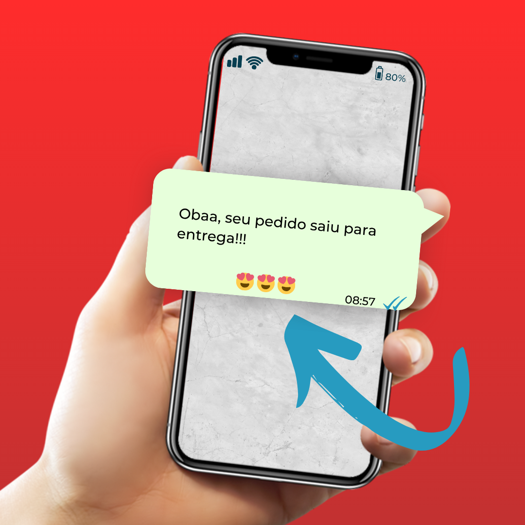 Cliente recebendo notificação no WhatsApp